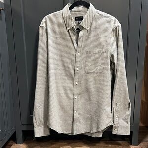 Club Monaco Men's Beige Checkered Button Down Shirt